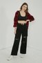 Women's High Waist Black Knee Detailed Ripped Palazzo Jeans Stretchy Jeans - 4