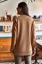 Women's Camel Turtleneck Side Slit Soft Textured Knitwear Sweater KZK-19000566 - 5