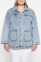 Light Blue Boyfriend Denim Jacket with Pockets TBBSS23AG00000 - 4