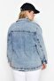 Light Blue Boyfriend Denim Jacket with Pockets TBBSS23AG00000 - 5