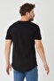 Men's Black Oval Skirt Wide Collar 100% Cotton Short Sleeve T-Shirt - 5