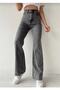 Women's Smoked Snow Washed High Waist Palazzo Jean Trousers