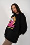 Women's Black Courage Printed Crew Neck Oversize Sweatshirt - 2