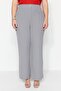 Gray Transitional Wide Leg High Waist Pleated Woven Fabric Trousers Tbbss22Pl0448 - 8