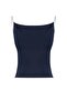 Lacivert Fitted/Vücuda Oturan Degaje Yaka Esnek Örme Bluz TWOSS21BZ0667 - 11