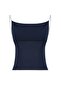 Lacivert Fitted/Vücuda Oturan Degaje Yaka Esnek Örme Bluz TWOSS21BZ0667 - 12
