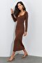Women's Brown V-Neck Maxi Camisole Dress EY1086