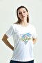 White Print Detailed Short Sleeve 100% Cotton T-Shirt - 2