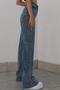 Logue Model Women's Lycra Medium Blue Karsuper High Waist Loose Leg Jeans Trousers - 4