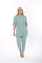 Women's Short Sleeve, Elastic Waist, Slit, Comfortable, Double Camisole Suit - 6