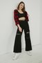 Women's High Waist Black Knee Detailed Ripped Palazzo Jeans Stretchy Jeans