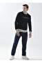 Crew Neck Navy Blue Men's Sweatshirt Beret - 2