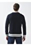 Crew Neck Navy Blue Men's Sweatshirt Beret - 5