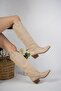 Beige Suede Cowboy Style Boots with Embroidery on the Toe and Sides - 3