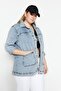 Light Blue Boyfriend Denim Jacket with Pockets TBBSS23AG00000