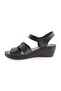 Women's Velcro Sandals Black Genuine Leather 143244 - 3