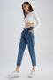 Paperbag Short Leg Jean Ankle Length 100% Cotton Trousers - 4