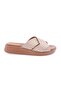 Women's Cross Strap Slippers Beige Genuine Leather 4137318