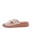 Women's Cross Strap Slippers Beige Genuine Leather 4137318 - 3