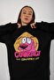 Women's Black Courage Printed Crew Neck Oversize Sweatshirt - 5