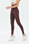 Women's Brown Ribbed High Waist Tights