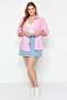 Pudra Loose Fit Pamuklu Uzun Kol Büyük Beden Dokuma Gömlek TBBSS22GO0323 - 4