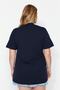 Lacivert Yakası Ribanalı Relaxed %100 Pamuk Örme T-shirt TBBSS23BF00019 - 5