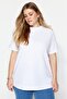 Beyaz Yakası Ribanalı Relaxed %100 Pamuk Örme T-shirt TBBSS23BF00019 - 2