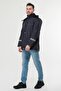 Navy Blue Reflective Hooded Work Coat - Water Repellent Sailor Coat Fisherman Coat - 5