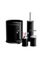 Black Bathroom Set of Four (TRABIN-BRUSH-SOAP DISPENSER-TOOTHBRUSH DISH)