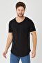 Men's Black Oval Skirt Wide Collar 100% Cotton Short Sleeve T-Shirt