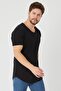 Men's Black Oval Skirt Wide Collar 100% Cotton Short Sleeve T-Shirt - 3