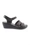 Women's Velcro Sandals Black Genuine Leather 143244