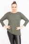 Women's Large Size Green One Shoulder Low-cut Stone Detailed Blouse 65n35426 - 2