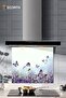 Glass Stove Back Protector| Purple Flowers And Butterflies| 52cm X 60cm