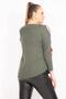 Women's Large Size Green One Shoulder Low-cut Stone Detailed Blouse 65n35426 - 5