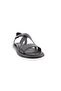 Women's Cross Strap Velcro Sandals Black Genuine Leather 3243244 - 2