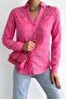 Women's V-Neck Double Pocket Folding Sleeve Slim Fit Shirt