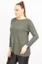 Women's Large Size Green One Shoulder Low-cut Stone Detailed Blouse 65n35426 - 3