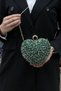 Women's Green Women's Evening Dress Bag with Hearts and Stones - 4