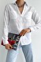 Women's V-Neck Double Pocket Folding Sleeve Slim Fit Shirt
