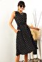 Women's Black Polka Dot Pocketed Flared Dress ELB-19000480 - 3