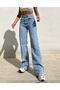 Light Blue Snow Wash Super High Waist Wide Leg Denim Jeans