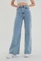 Charlotte Dark Blue Lycra Super High Waist Wide Leg Jean Loose Wide Leg Jeans - 3