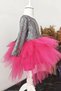 Girl's Fuchsia Hologam Tulle Dress, Long Sleeve Fuchsia Hologam Birthday Dress, Bandana - 7