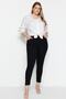 Siyah Yüksek Bel Dar Paça Esnek/Stretch Büyük Beden Skinny Jeans TBBAW23CJ00059 - 7