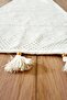 Handmade Natural Buldan Cloth Authentic Organic Cotton Tasseled Runner and 4-Piece Throw Pillow Cover Set - 5