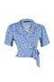 Mavi Bağlama Detaylı Çiçek Desenli Crop Dokuma Bluz TWOSS23BZ00226 - 7