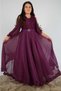 Off-the-shoulder, open-arm, illusion tulle ruffled brooch and hair clip detailed graduation princess style evening dress. - 3