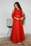 Off-the-shoulder, open-arm, illusion tulle ruffled brooch and hair clip detailed graduation princess style evening dress. - 3